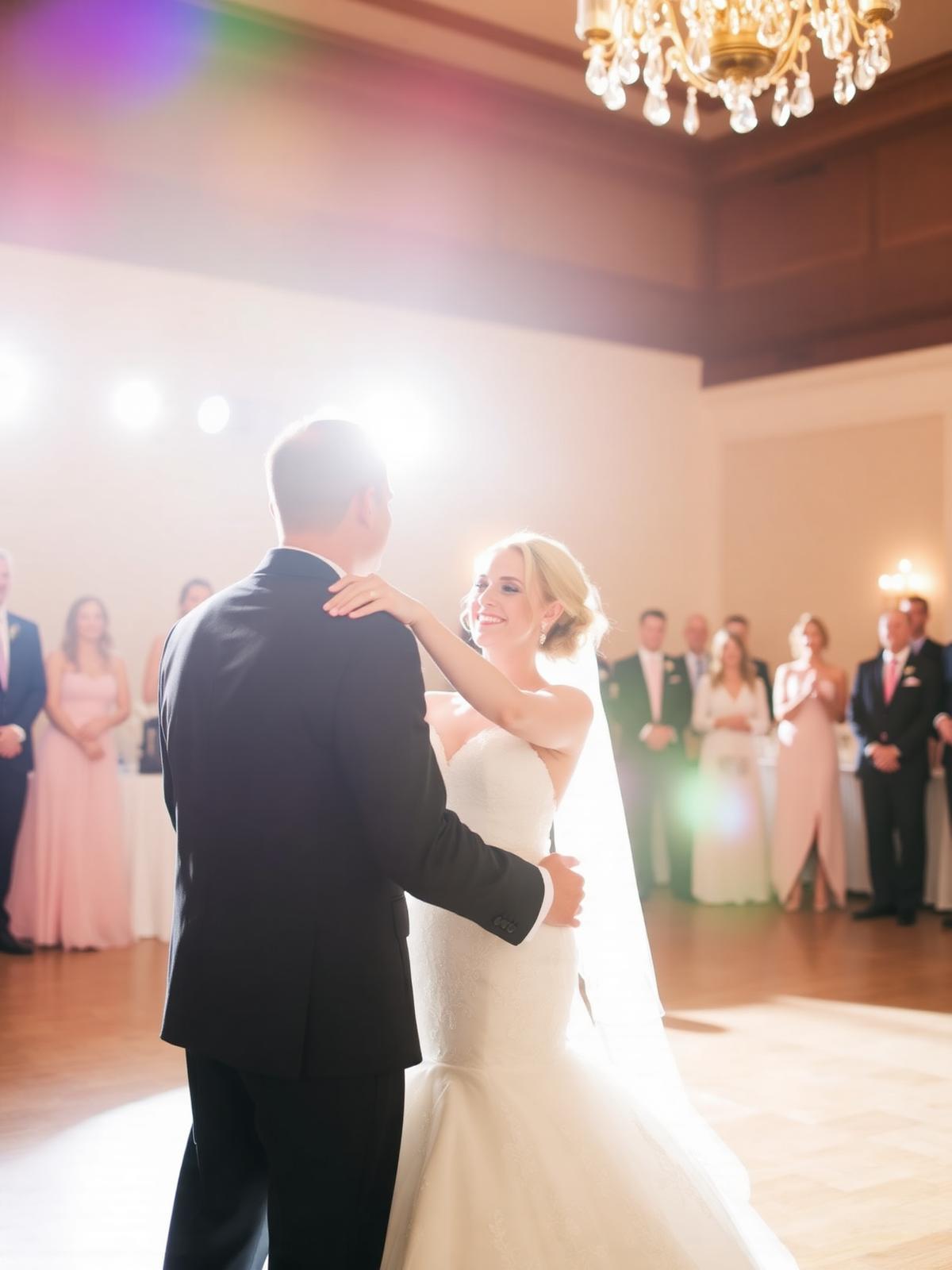 Bride and groom during first dance